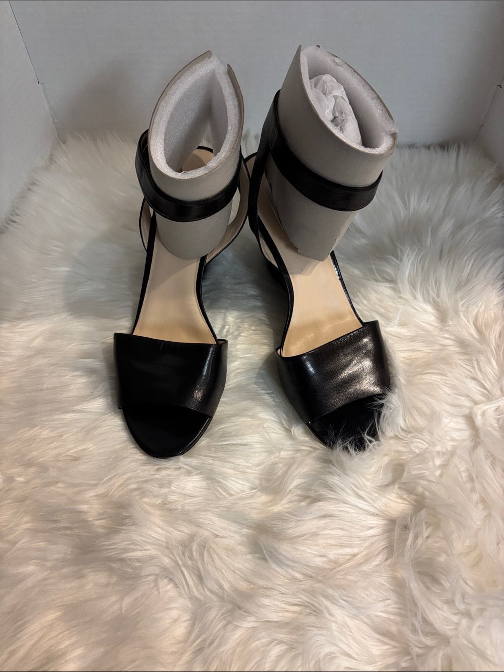 Nine West Black Open-Toe Ankle Strap Heels